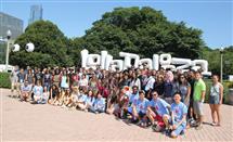 Students smile brightly for the camera before going to Lollapalooza.