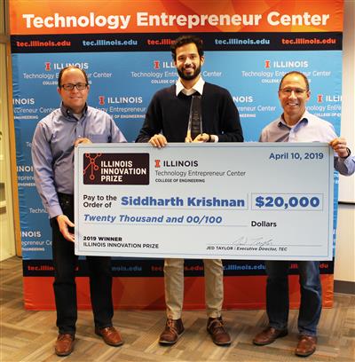 Jed Taylor, Executive Director of TEC, Siddharth Krishnan, and Andrew Singer, Associate Dean for Innovation and Entrepreneurship
