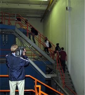 NPRE students are filmed as they scurry around the now-decommissioned TRIGA nuclear reactor in search of hidden treasure.