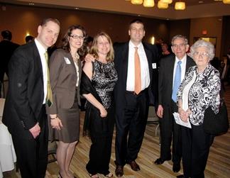 NPRE alumni Terrill R. and Deborah A. Laughton, left, along with alumnus Michael J. Giacobbe III and his wife, Catherine, middle, also were instrumental in establishing the Catherine Prichard Fund for the first undergraduate scholarship in NPRE. Prichard is right, with her husband,William.