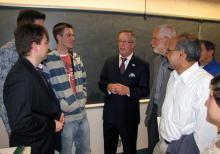 ANS President Eric Loewen meets with NPRE students and faculty.