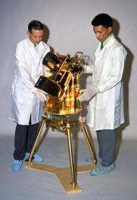 A young George Carruthers, right, with the far ultraviolet camera spectrograph he developed. Photo courtesy Naval Research Laboratory.