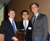 NPRE Department Head Jim Stubbins with Ye Li and Leo Kirsch