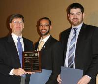 NPRE Department Head Jim Stubbins with Nicholas Rivera and Robert Geringer