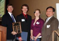 NPRE Department Head Jim Stubbins with Matthew Szott, Amanda Lietz, and Kyu Jung Kim 