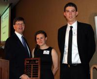 NPRE Department Head Jim Stubbins with Molly Bilderback and Andrew Groll