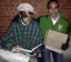 Nicholas Rivera poses with Grainger Engineering Library
