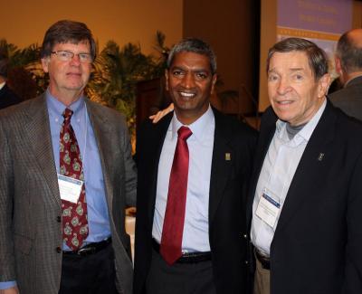 NPRE Department Head Jim Stubbins, NPRE alumnus K.R. Sridhar, and NPRE Emeritus Prof. Barclay Jones