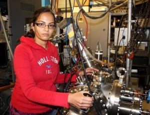 Graduate student Priya Raman in the Center for Plasma-Material Interactions laboratory