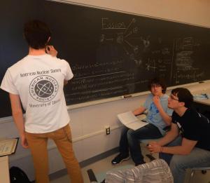 Student members of ANS at Illinois working on a project.