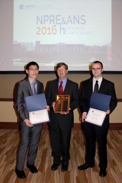 Zhiee Jhia Ooi, Department Head Jim Stubbins, and Daniel O'Grady