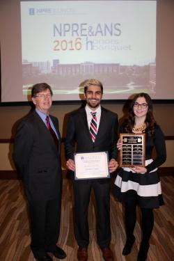 Department Head Jim Stubbins, Aristidis Loumis, and Kathryn Mummah