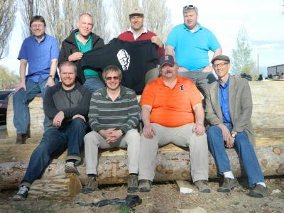 Some of the members of the Los Alamos National Laboratory &quot;Axford Mafia,&quot; with one of the prized Axford sweatshirts.