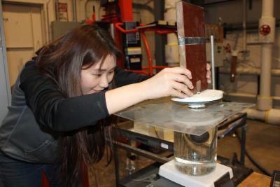 Anna Liang, working on a quenching experiment in Prof. Caleb Brook's Multiphase Thermo-fluid Dynamics Laboratory.