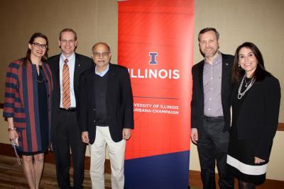 From left, NPRE alumni Debbie and Terrill Laughton, NPRE Department Head Rizwan Uddin, 2018 NPRE Distinguished Alumni Award winner Craig Laughton, and Craig's wife, Charlotte. Debbie, Terrill, and Craig Laughton are all members of NPRE's Constituent Alumni and Industry Advisory Board.