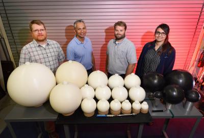 Stuti Surani (far right) with her mentors at Idaho National Laboratory. From left, Dr. David Chichester, Dr. Zain Karriem and Mr. Jay Hix.
