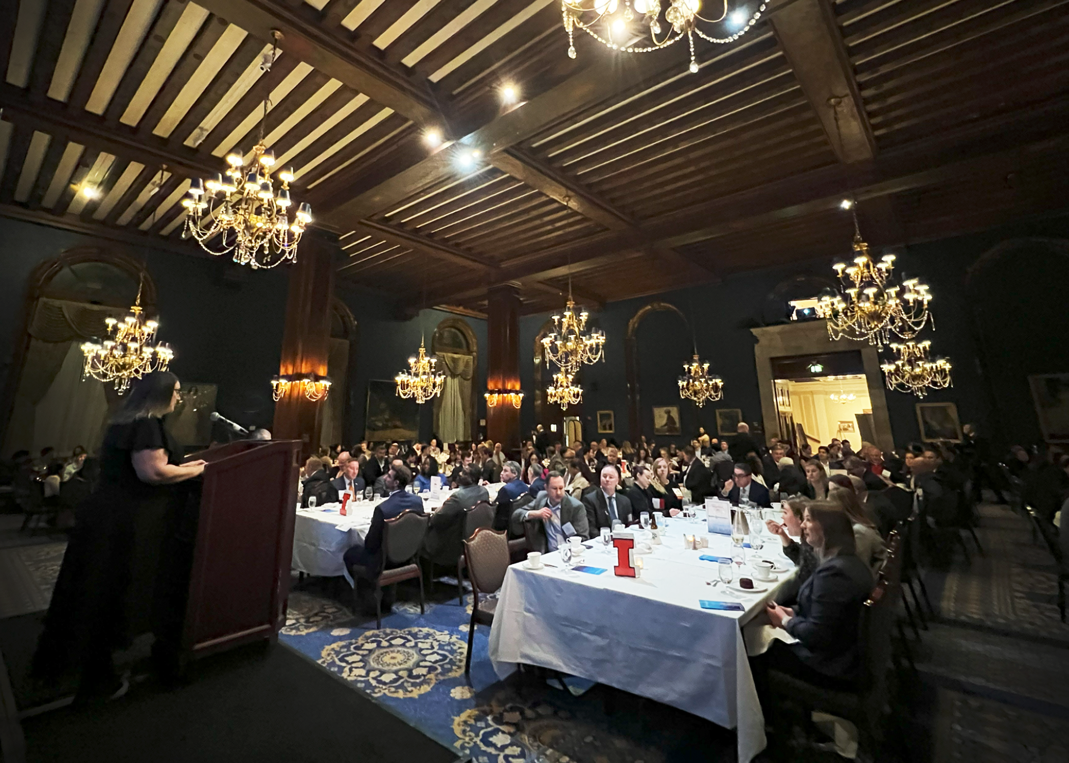 CEEAA President Dana Mehlman speaking at the &lt;a href=&quot;/news/2025-Alumni-Awards-Dinner&quot;&gt;2025 CEEAA Alumni Awards Dinner&lt;/a&gt;