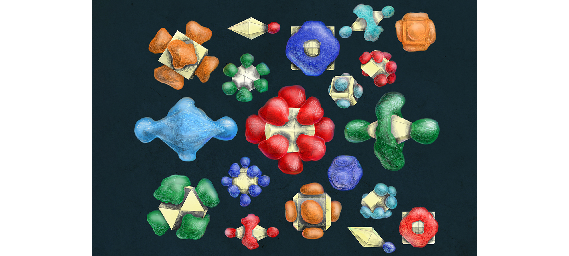 Atomic stenciling for patchy nanoparticles. Illustration by Maayan Harel