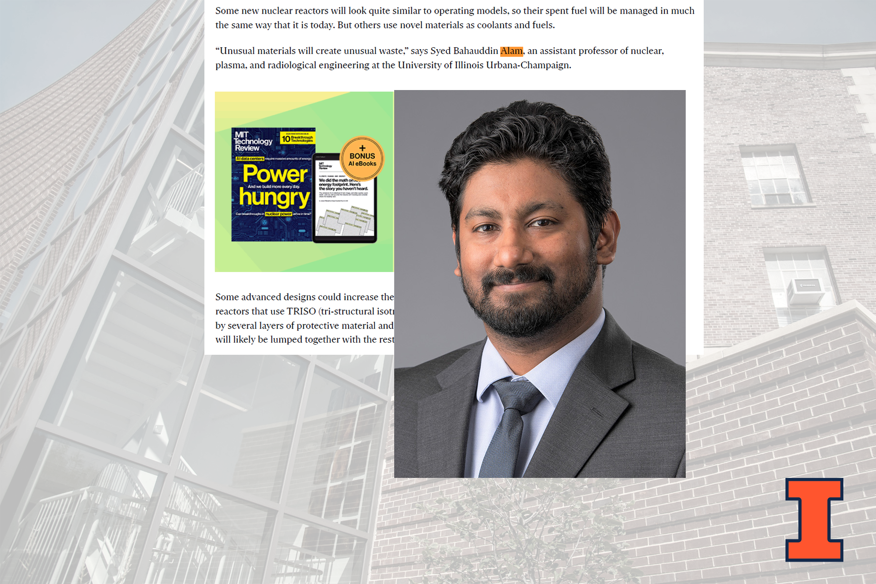 MIT Technology Review features NPRE's Alam among expert voices on nuclear energy