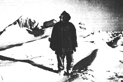 The author standing on the Arctic Ocean off Point Barrow, Alaska