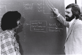 Researchers at blackboard