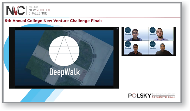The DeepWalk startup team gives their presentation during the College New Venture Challenge