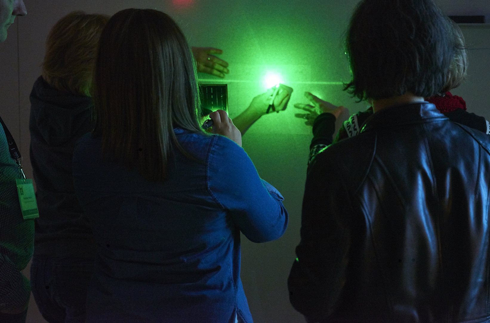 students with lasers