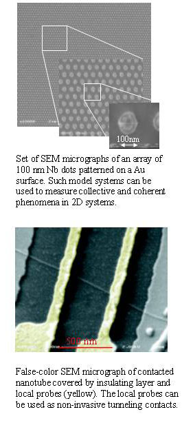 SEM images of Nb quantum dots and contacted carbon nanotubes