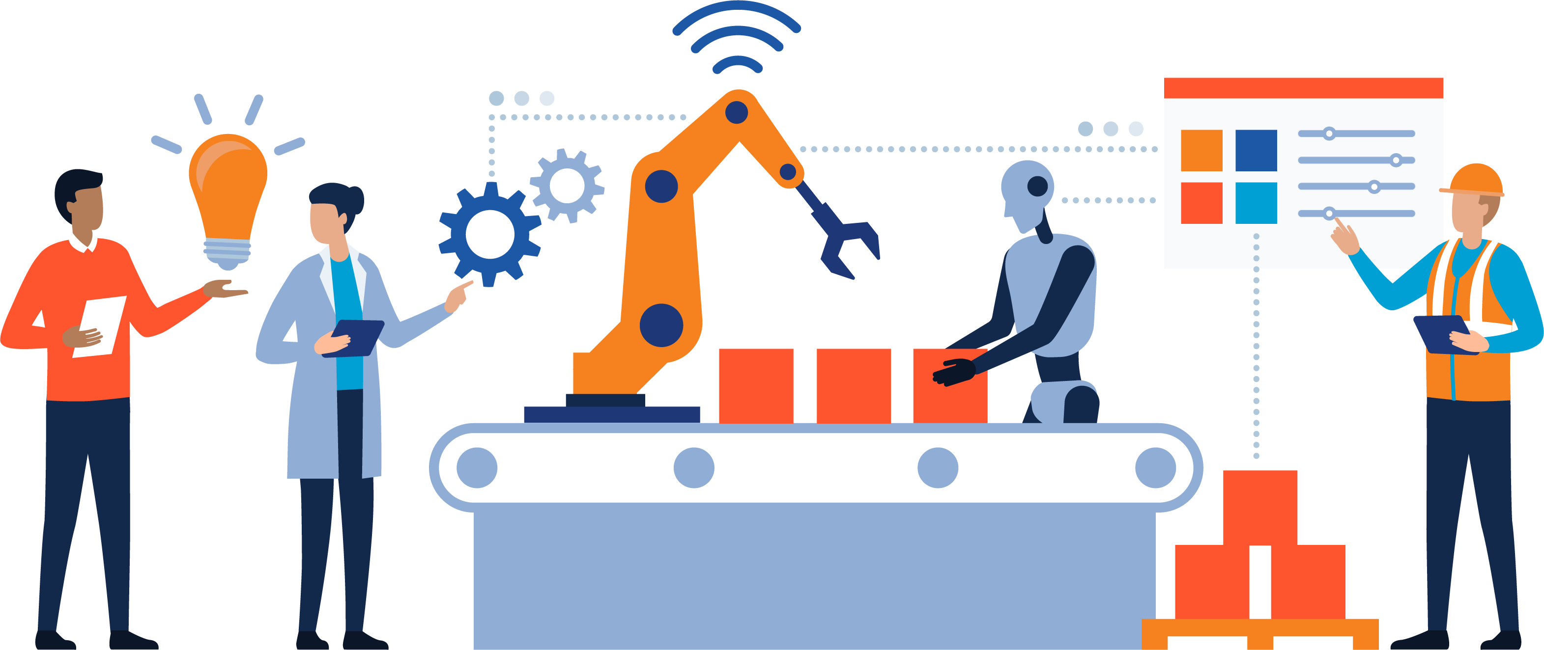 Illustration of various engineering and machinery