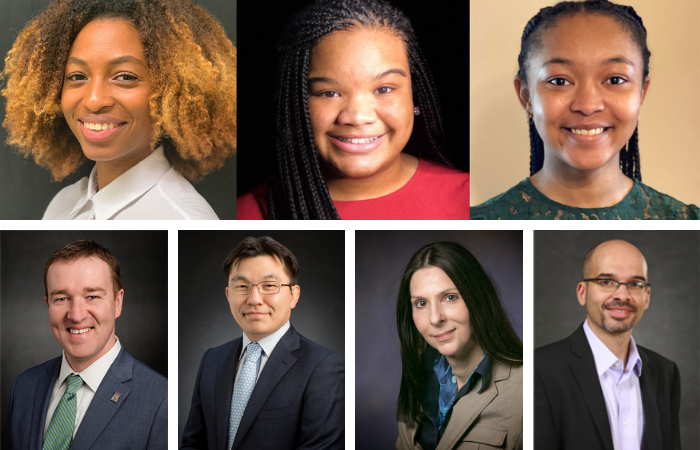 A compilation of headshots of three Fisk University students and four UIUC faculty members. 
