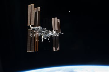 The International Space Station, pictured above Earth's horizon. Image courtesy of NASA/ISS