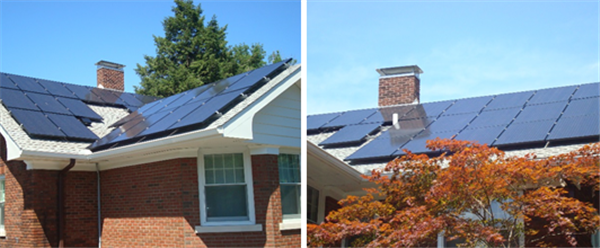 太阳能光伏阵列,使用相同的明基模块和车库。屋顶上的主要模块朝南,西方的脸上的模块。