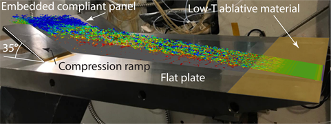 Direct numerical simulation results visualizing imposed vorticity on an experimental test object indicating laminar separation