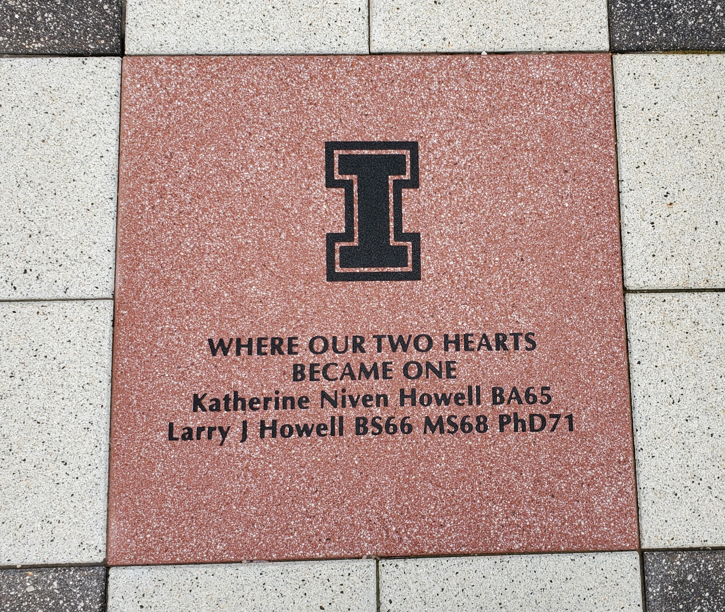 Paving stone on the patio at Alice Campbell Alumni Center