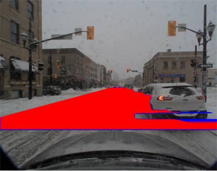 The Drivable Region Detection in Challenging Weather Conditions using Fuzzy Sensor Fusion Algorithm